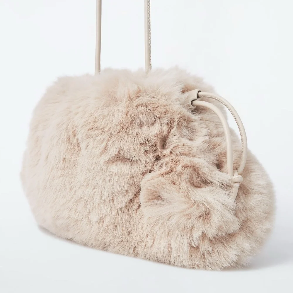 COS Cavatelli Mini Clutch Bag Faux Fur - Picture 3 of 5